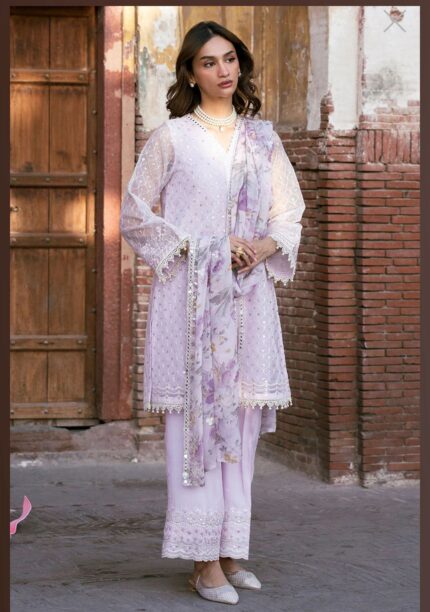 Front Open Organza Jacket Style Shirt with Sequin Embroidery